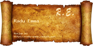 Radu Emma névjegykártya